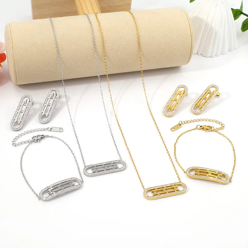 Elegant Timeless Gold Plated Hypoallergenic Earring Necklace and Bracelet Set