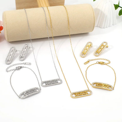 Elegant Timeless Gold Plated Hypoallergenic Earring Necklace and Bracelet Set