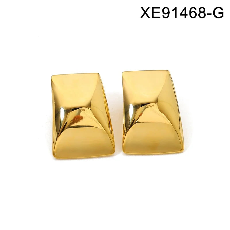 Anti-Tarnish 18K Gold Plated Geometric Statement Stud Earrings