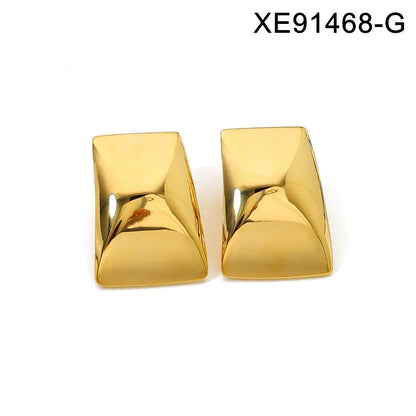 Anti-Tarnish 18K Gold Plated Geometric Statement Stud Earrings