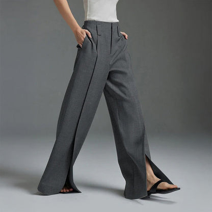 High Waist Front Slit Palazzo Pants