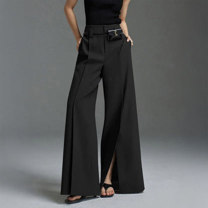 High Waist Front Slit Palazzo Pants