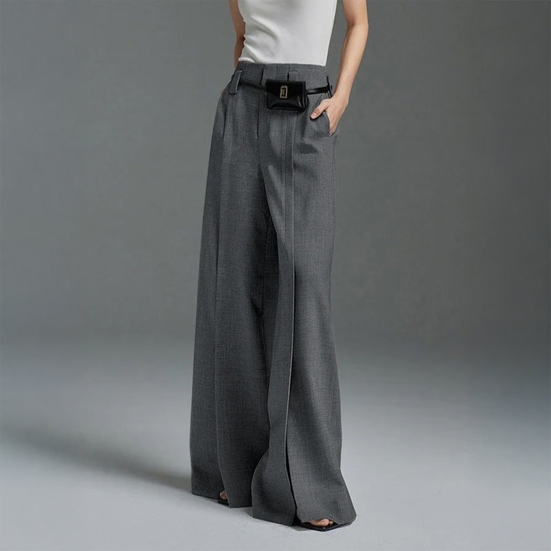 High Waist Front Slit Palazzo Pants