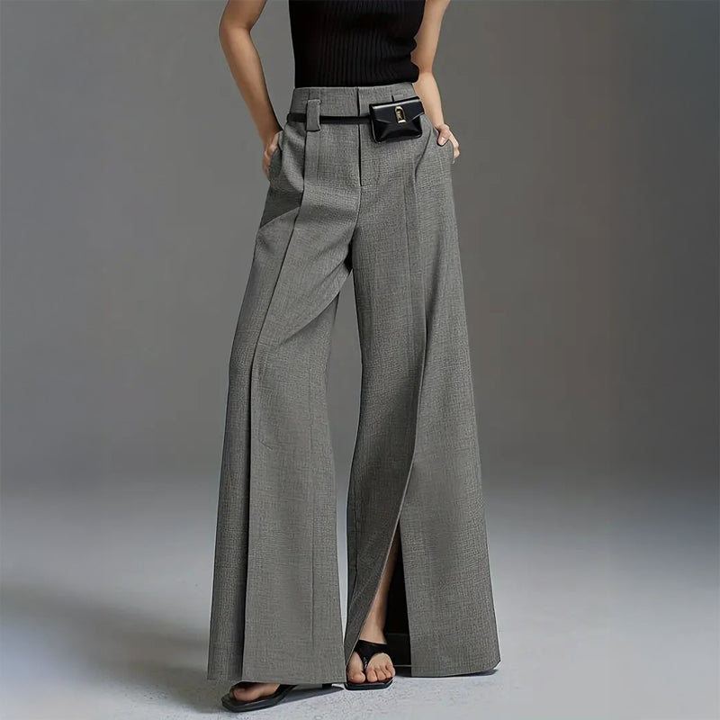 High Waist Front Slit Palazzo Pants