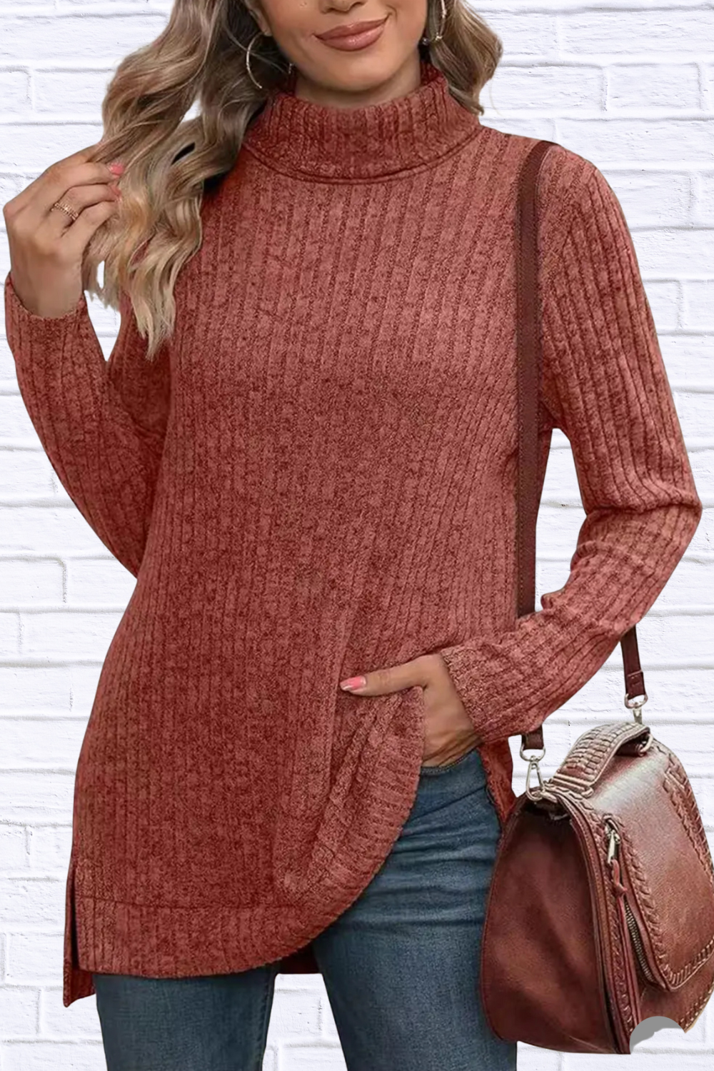 Turtleneck High Low Top