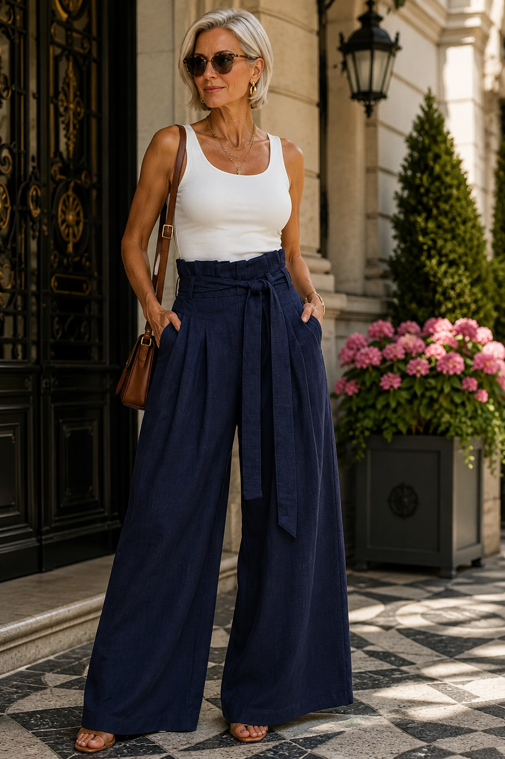 Wide-Leg Paperbag Waist Pants for Women | Plus Size