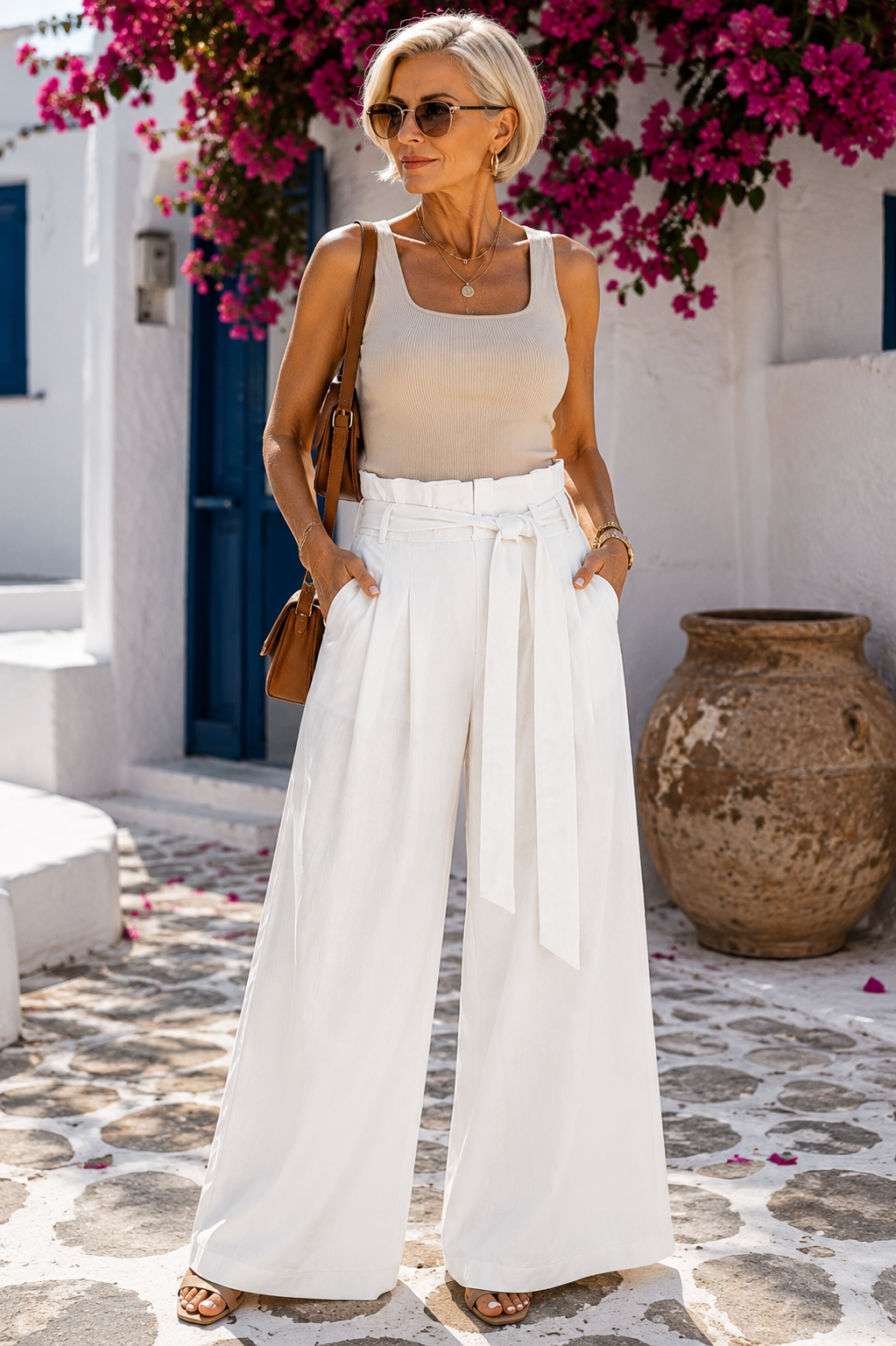 Wide-Leg Paperbag Waist Pants for Women | Plus Size