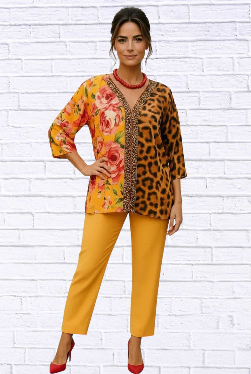 Chiffon Animal Floral Blouse for Women – Tangerine