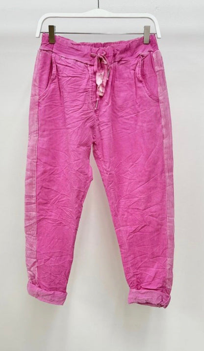 Mineral Washed Ribbed Stretch Side Stripe Pant
