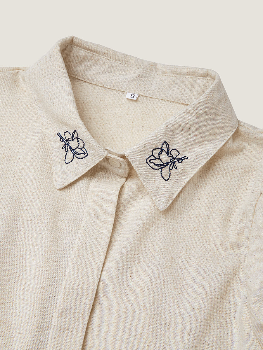 Floral Embroidered Wide Leg Pants Set