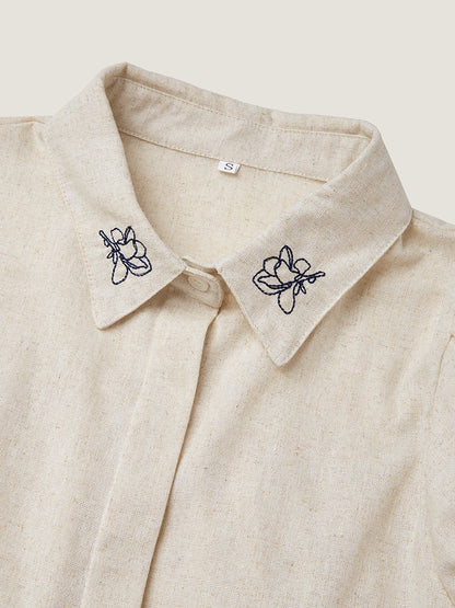 Floral Embroidered Wide Leg Pants Set