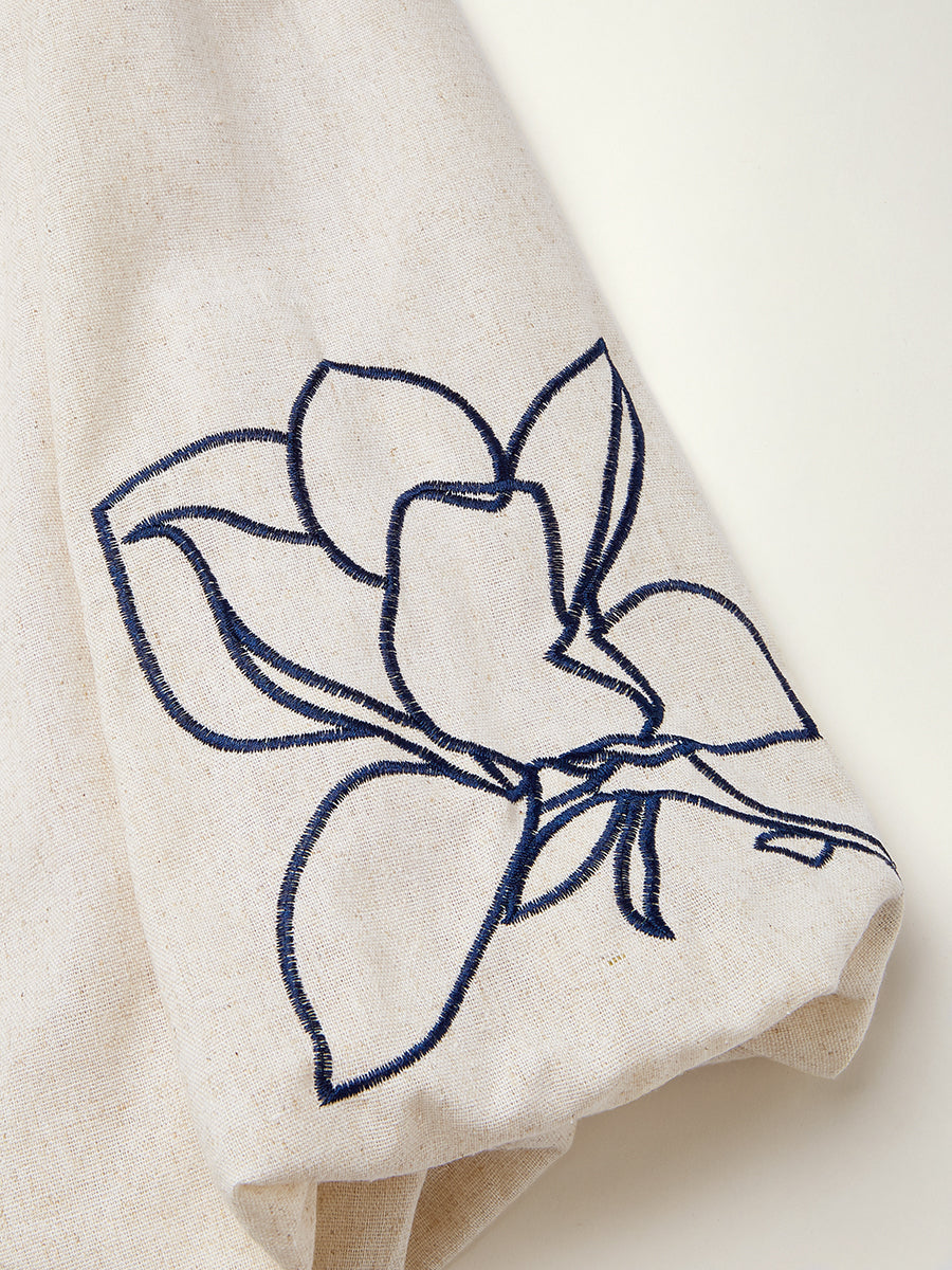 Floral Embroidered Wide Leg Pants Set