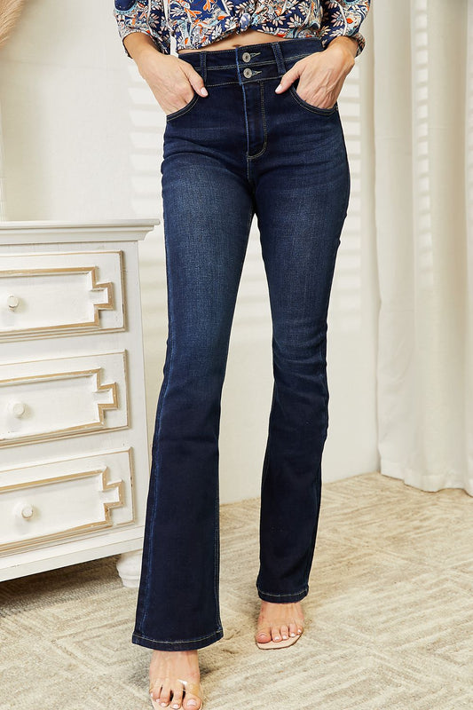 Blue Zone Planet | Kancan Full Size High Rise Wide Waistband Bootcut Jeans