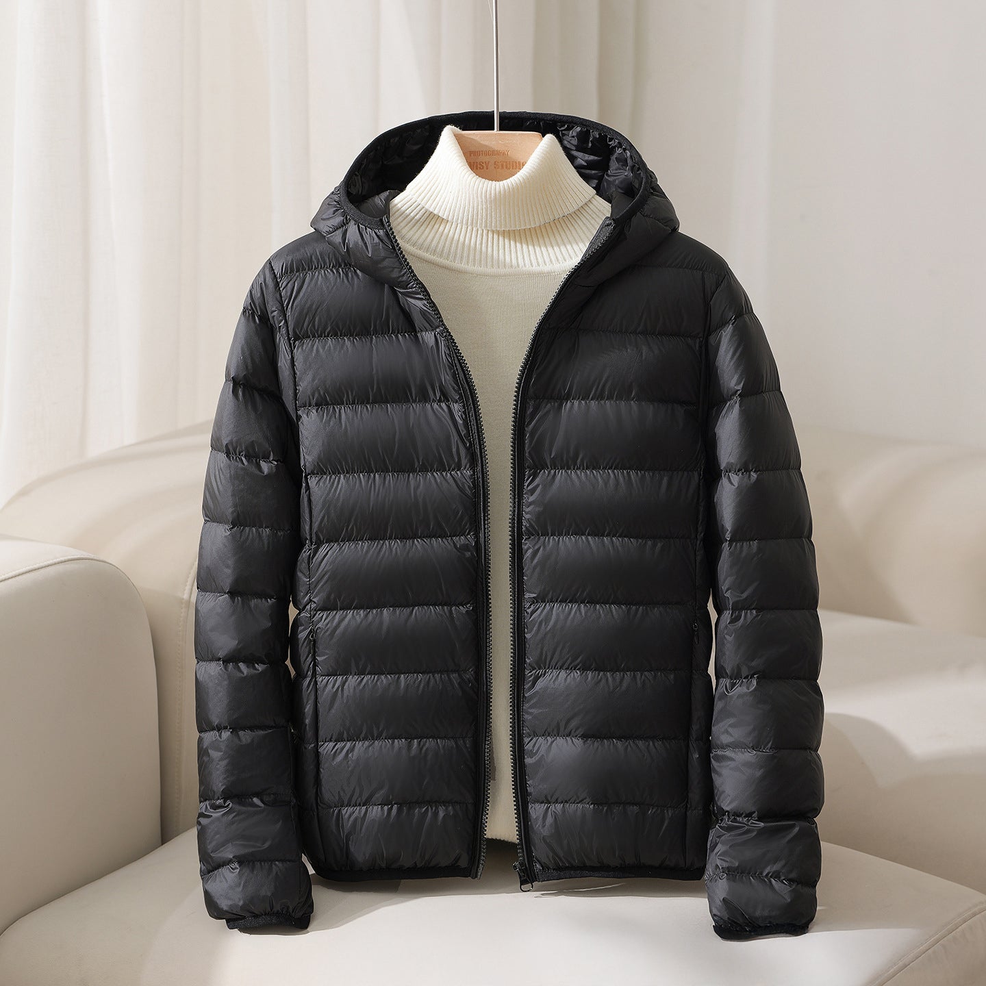 Lightweight Hooded Quilted Down Jacket