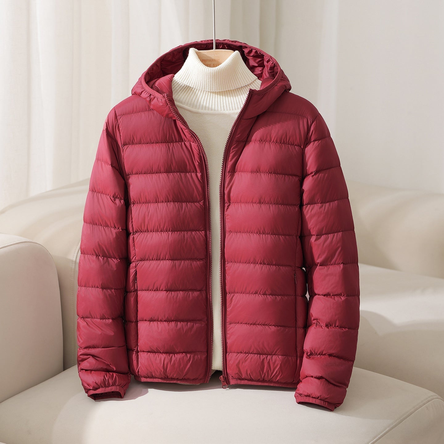 Lightweight Hooded Quilted Down Jacket
