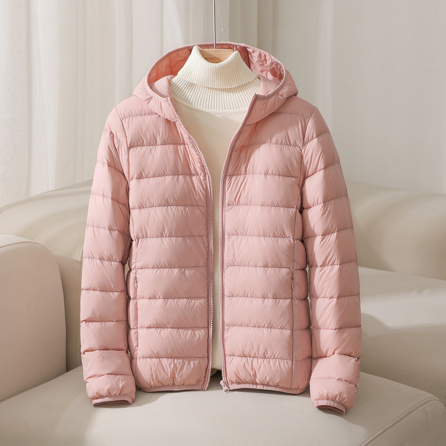 Lightweight Hooded Quilted Down Jacket