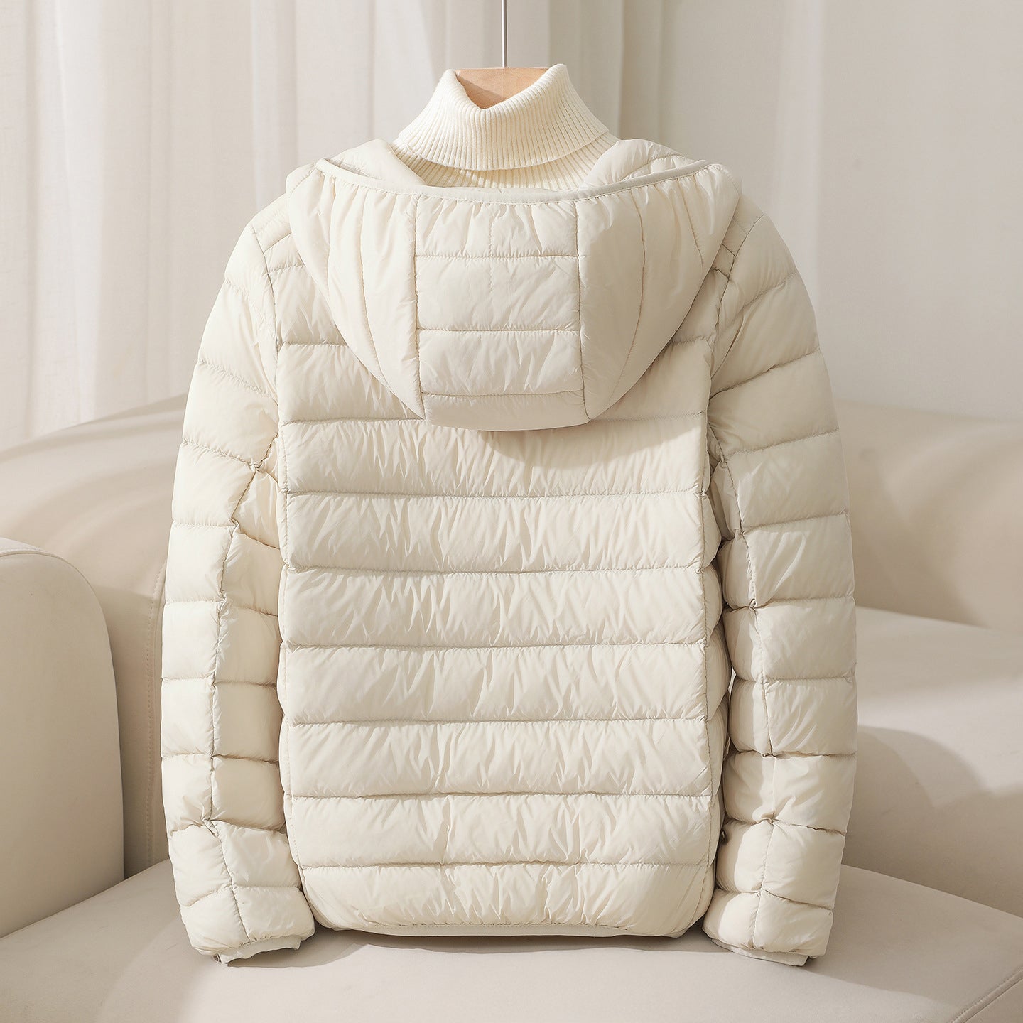 Lightweight Hooded Quilted Down Jacket