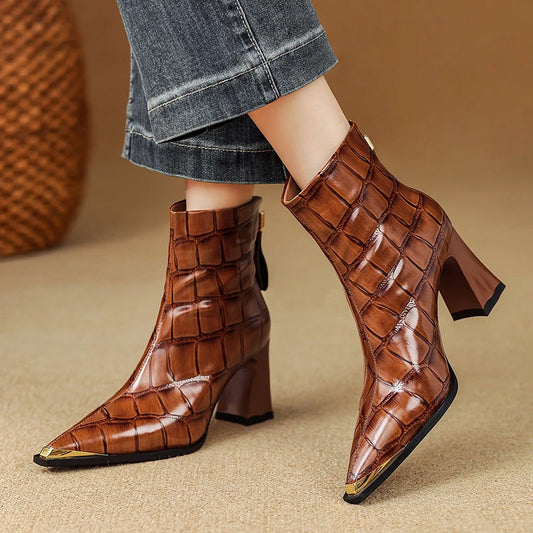 Marcella Croc Genuine Leather Boots