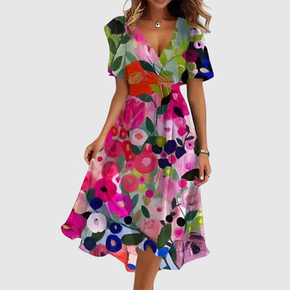 Martha - Women’s Floral V-Neck Midi Dress