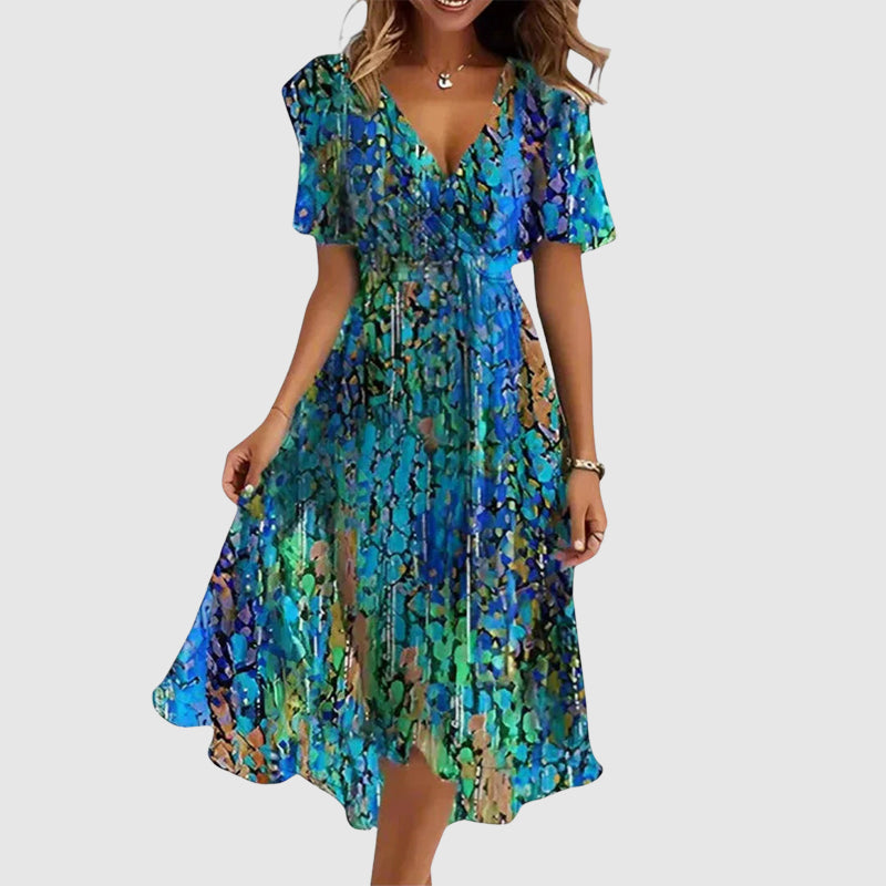Martha - Women’s Floral V-Neck Midi Dress