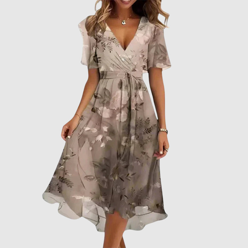 Martha - Women’s Floral V-Neck Midi Dress