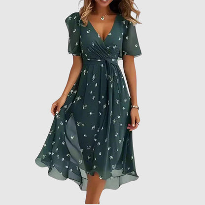 Martha - Women’s Floral V-Neck Midi Dress