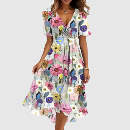Martha - Women’s Floral V-Neck Midi Dress