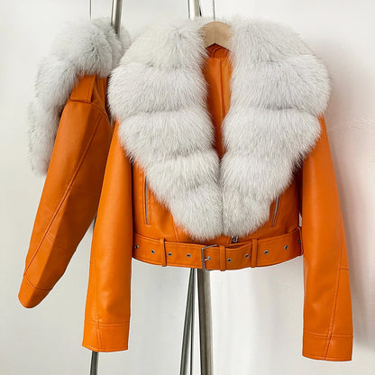 Marveil Fur Collared Aviator Jacket