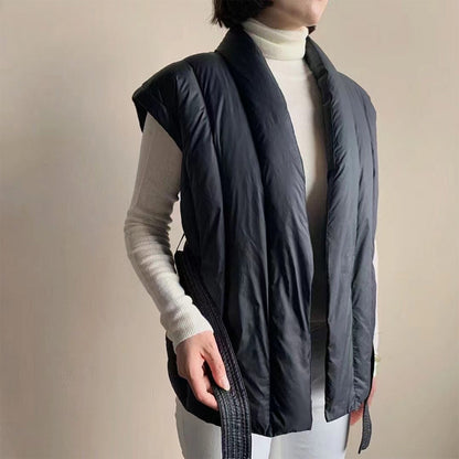Soft Wrap Puffer Belted Vest
