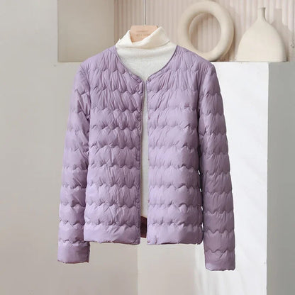 Minimalist Collarless Quilted Down Jacket