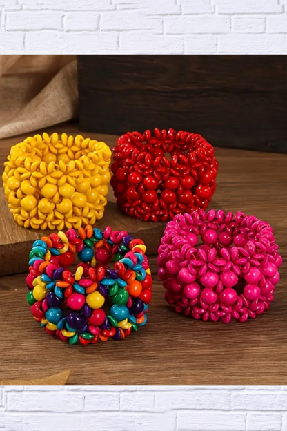 Boho Chic Vibrant Wooden Bead Stretch Bracelet