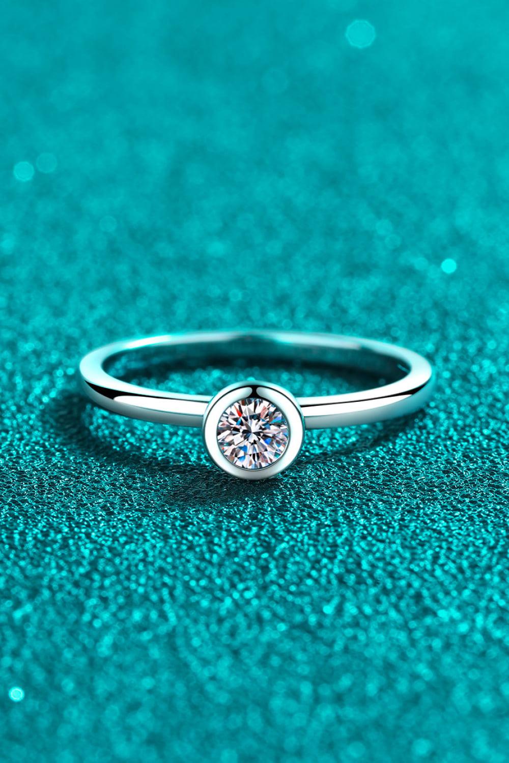 Blue Zone Planet | Moissanite Rhodium-Plated Solitaire Ring