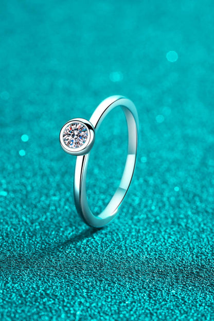 Blue Zone Planet | Moissanite Rhodium-Plated Solitaire Ring