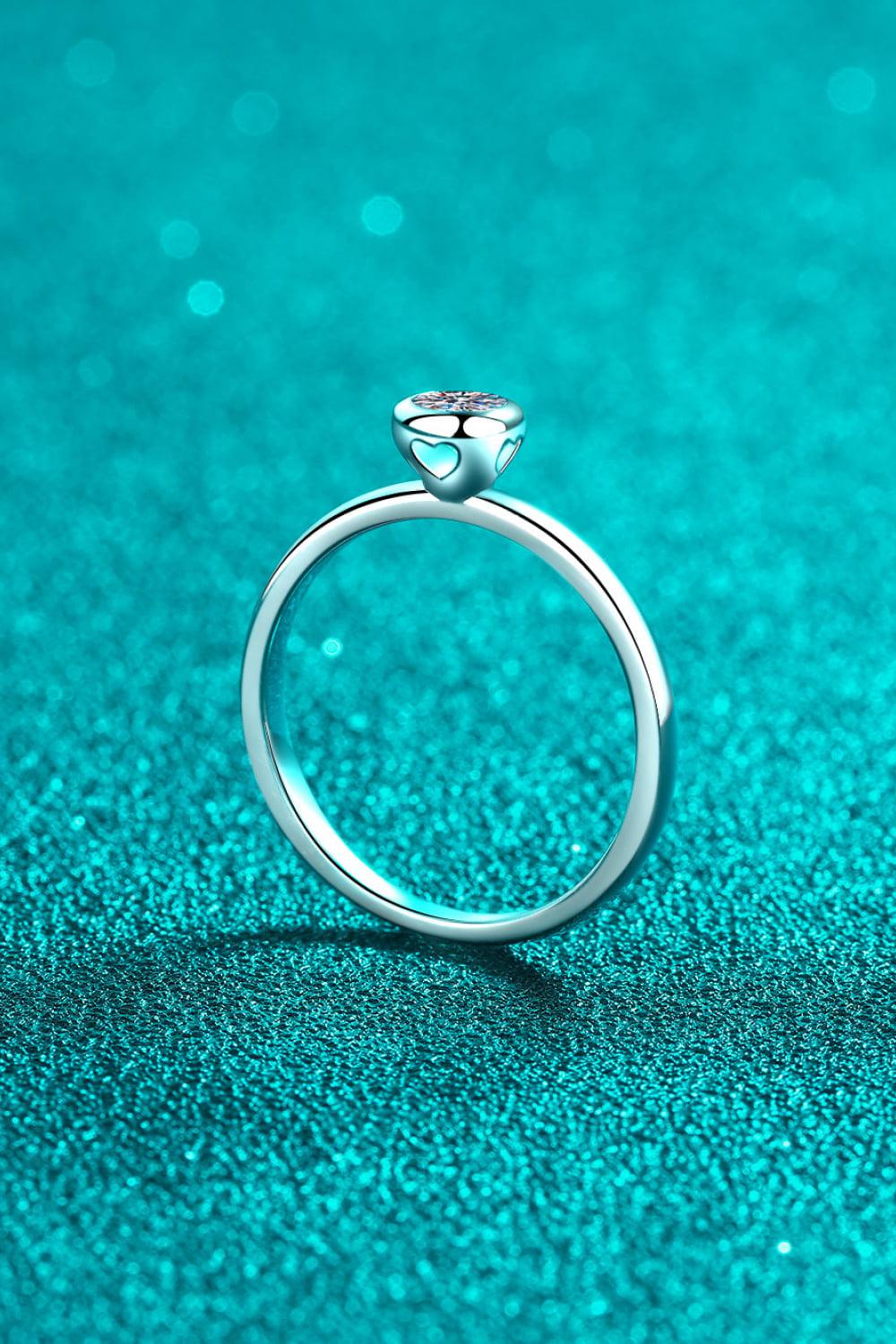 Blue Zone Planet | Moissanite Rhodium-Plated Solitaire Ring