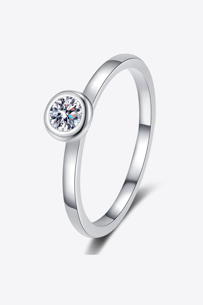 Blue Zone Planet | Moissanite Rhodium-Plated Solitaire Ring