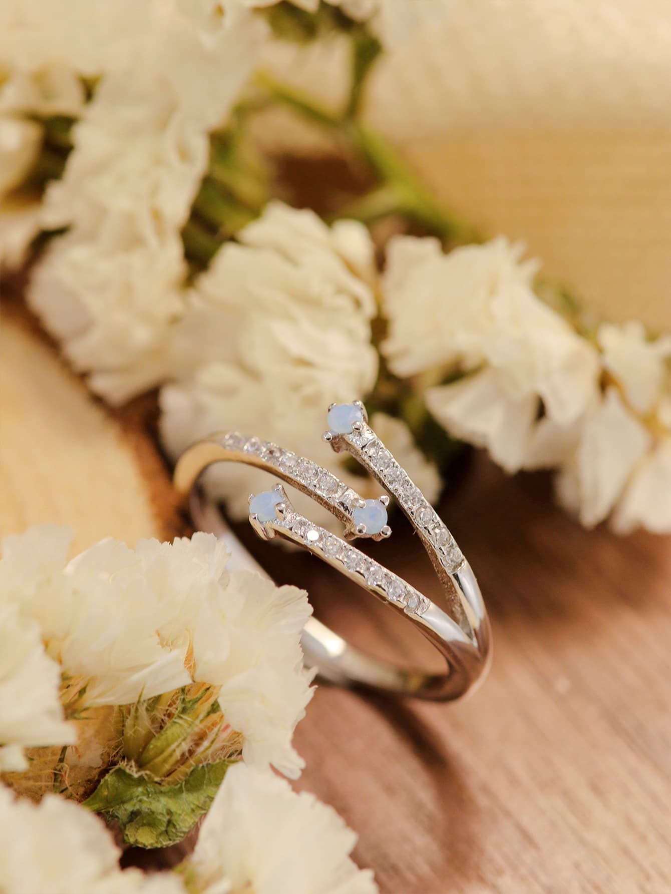 Blue Zone Planet | Moonstone Platinum-Plated Ring