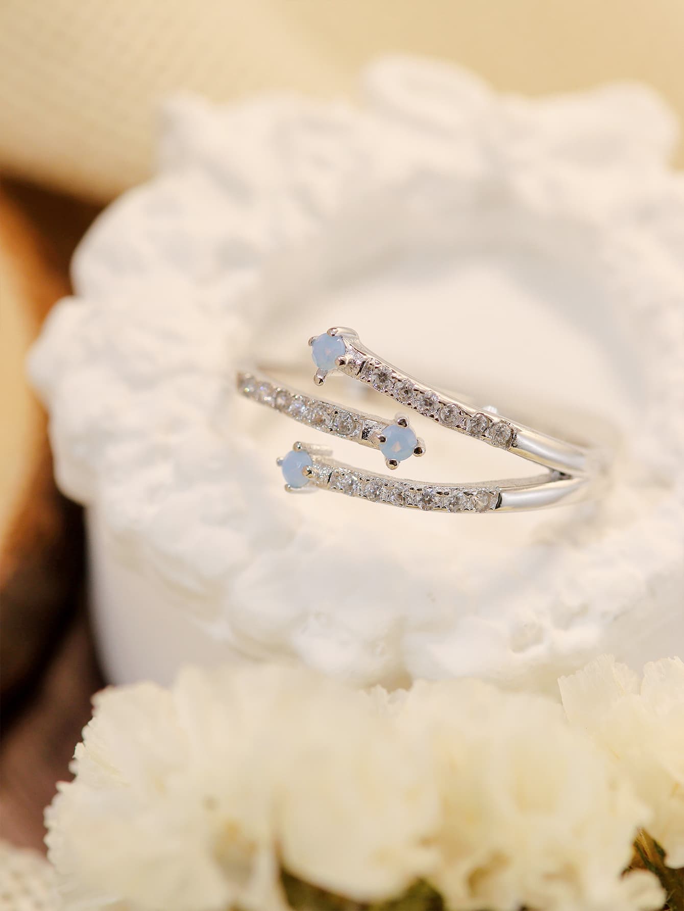 Blue Zone Planet | Moonstone Platinum-Plated Ring