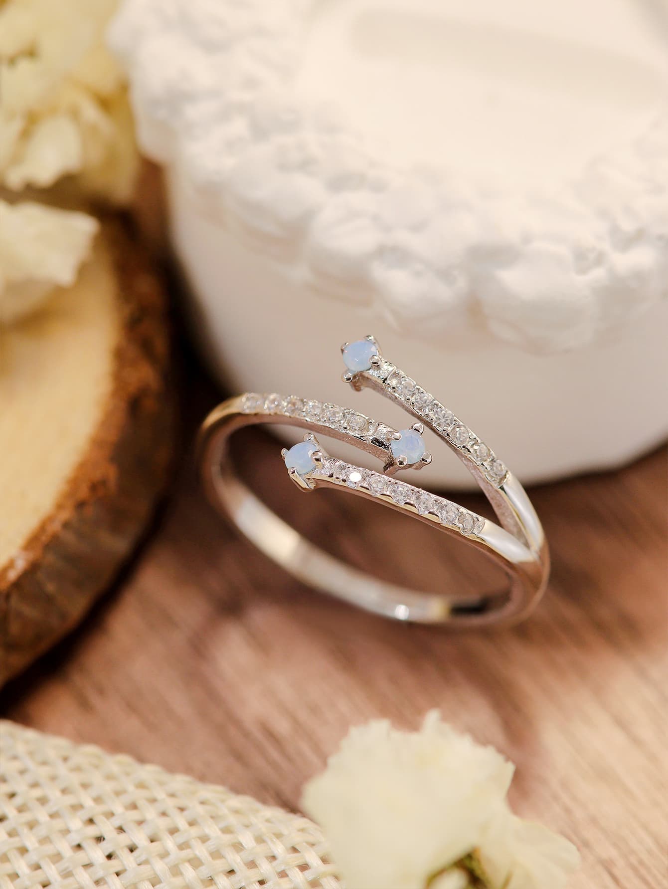 Blue Zone Planet | Moonstone Platinum-Plated Ring
