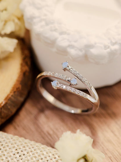 Blue Zone Planet | Moonstone Platinum-Plated Ring
