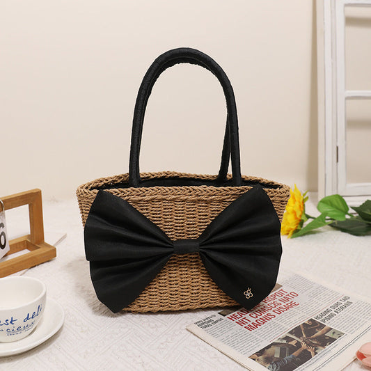 Mori Bow Straw Bag Hand Woven Rattan