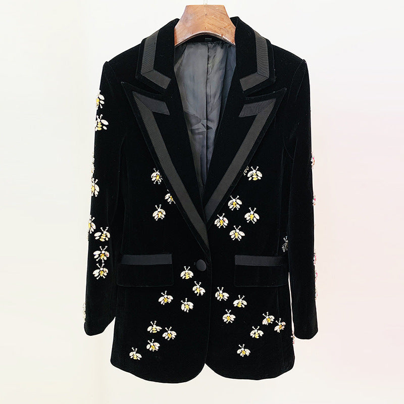 Emeblished Velvet Blazer