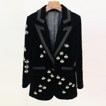 Emeblished Velvet Blazer