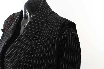 Striped Floral Long Blazer Coat