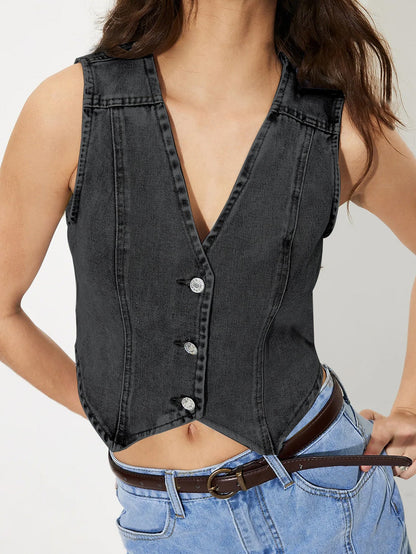 Denim V-neck Vest Top