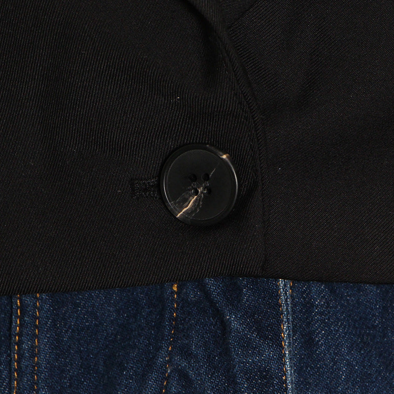 Denim Splicing Slim Blazer
