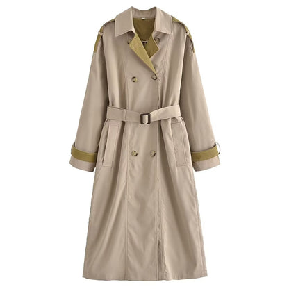Contrast Color Loose Trench Coat