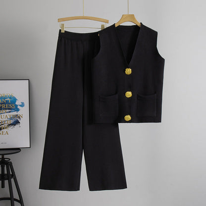 V neck Knitted Two Piece Set