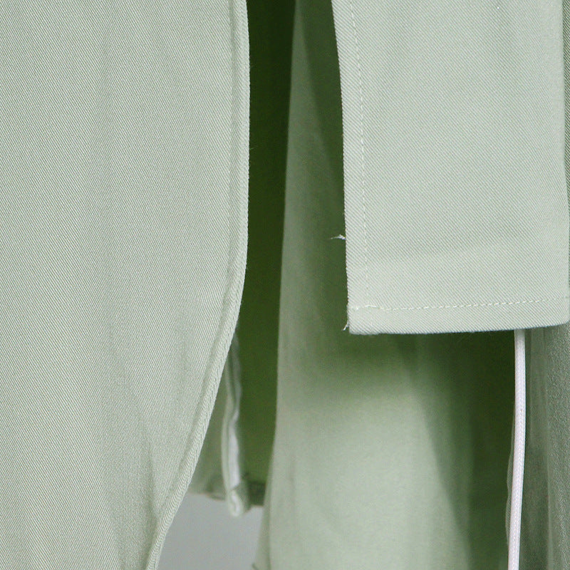 Matcha Green Slim Trench Coat Blazer