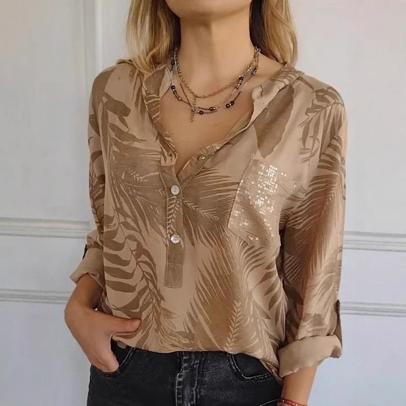 Versatile Design V neck Printed Top