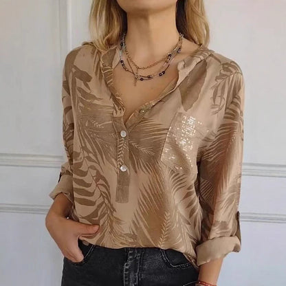 Versatile Design V neck Printed Top